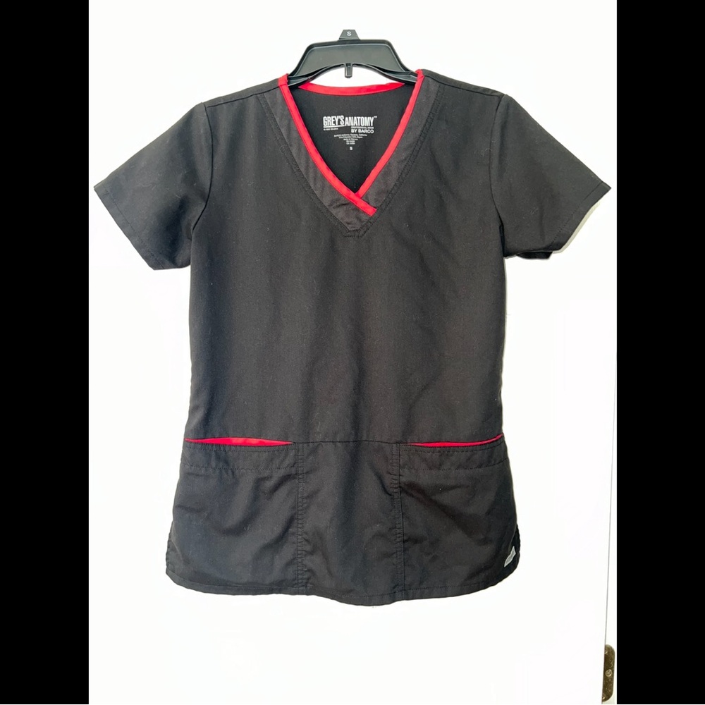 Grey's Anatomy Black and Pink Scrub Top